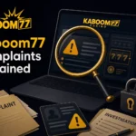 Illustration of a magnifying glass reviewing online casino complaint documents