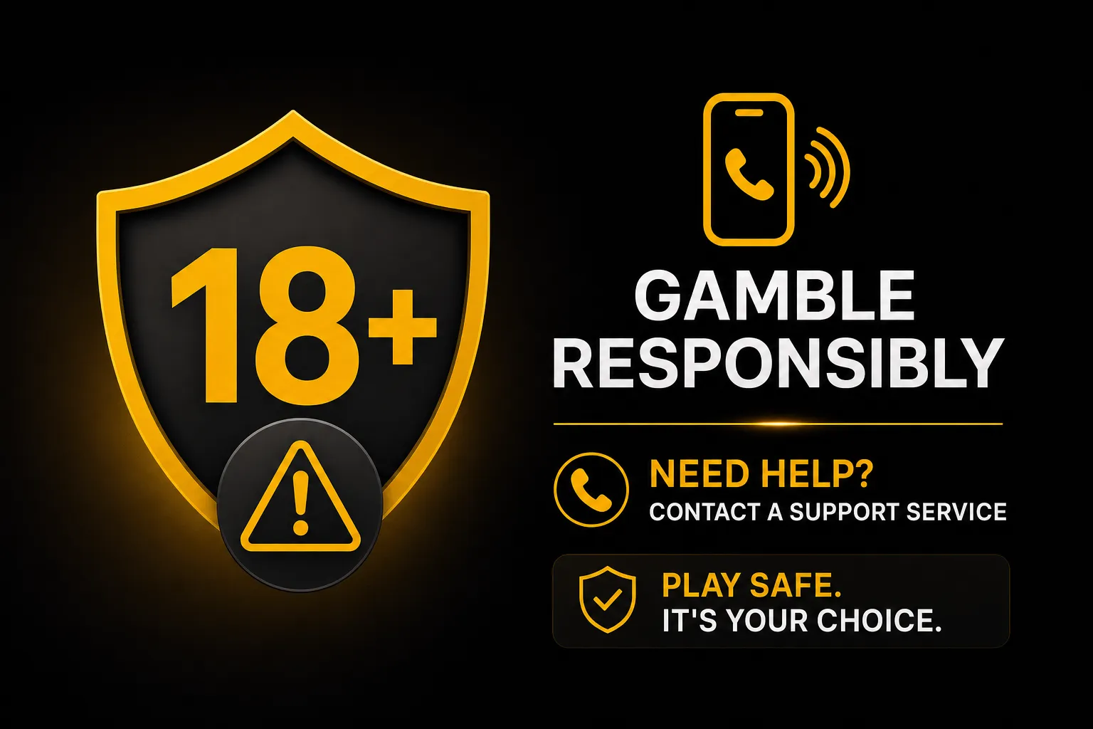 Responsible gambling warning graphic with 18+ symbol